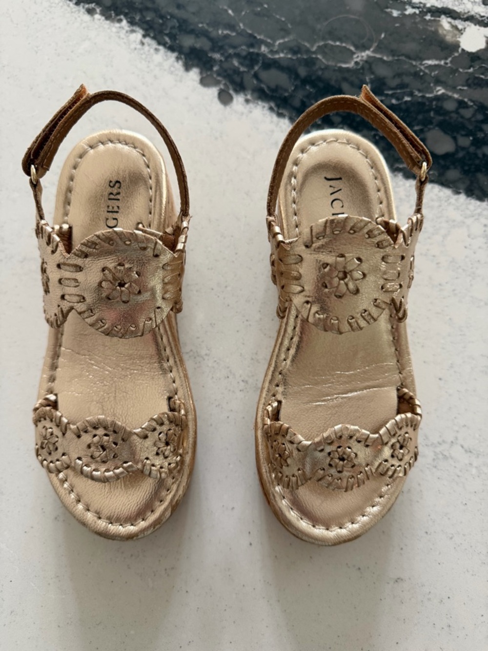 Jack Rogers Metallic Gold Girls' Wedge Sandals